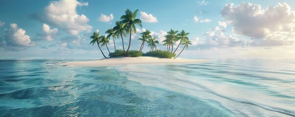 Poster - Tropical Island with Pristine Beach, 4K hyperrealistic photo