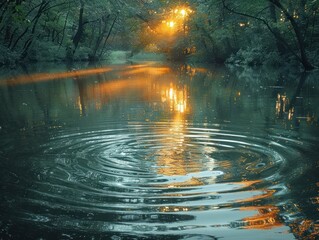 Wall Mural - Tranquil Ripples at Sunset