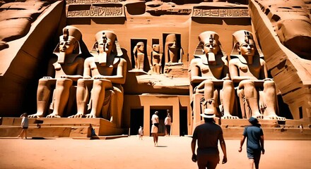 Wall Mural - Tourists at the Abu Simbel temple, Egypt.