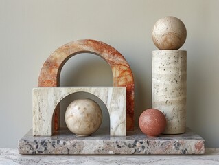 Canvas Print - Marble Sculpture with Arched Forms