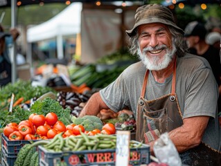 Poster - Smiling Farmer at Farmers Market