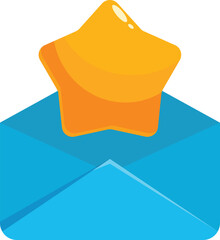 Poster - Open blue envelope with a gold star appearing from inside, concept for important messages