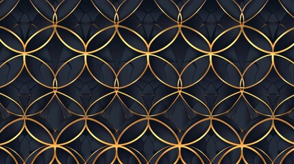 Navy Blue and Gold Geometric Pattern 