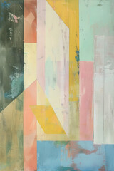 Poster - An abstract painting of some pastel color geometric shapes