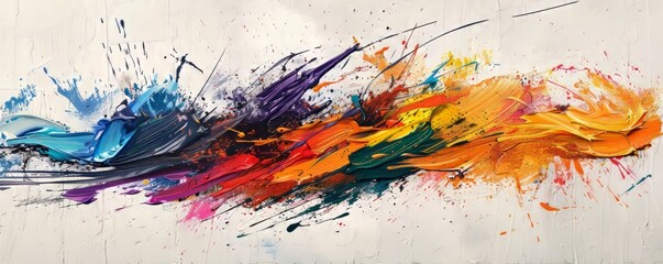 Poster - A realistic drawing of a painter's brushstrokes on a canvas, bringing color and life to a blank surface.