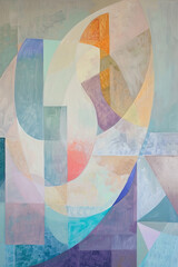 Wall Mural - An abstract painting of some pastel color geometric shapes