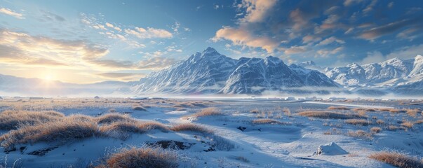 Wall Mural - Tranquil Tundra and Frozen Frontier, 4K hyperrealistic photo