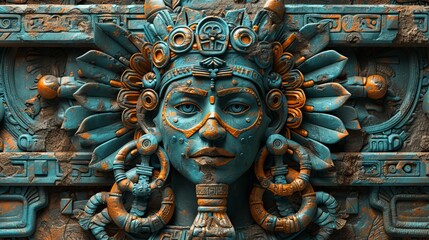 Aztec Deity Stone Carving