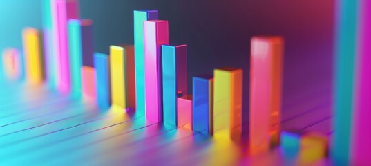 Poster - Colorful 3d bar graph for business success, ideal for advertising and web design