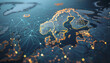 © Oleksiy - abstract digital map of scandinavia with glowing connections global network concept