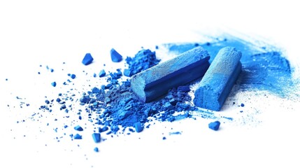 Poster - A close-up shot of a blue powdered eye shadow with a smooth, even texture