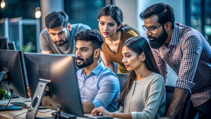 Indian Software Developer Collaborating with Female Leader on Financial Tech Project