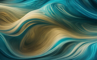 Wall Mural - Digital abstract waves, layered blue and teal colors, smooth flowing shapes