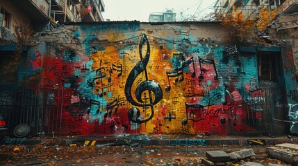 Wall Mural - Colorful Music Graffiti Wall