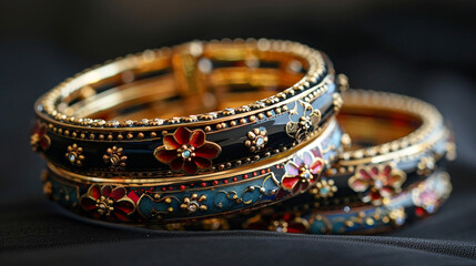 A set of bangles with traditional Indian meenakar