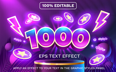 Wall Mural - editable text effect. free coin slots, sale template. neon style. vector illustration