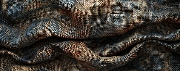 Poster - Old burlap texture with worn fibers, 4K hyperrealistic photo