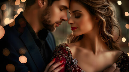 Poster -  elegant glamour couple romantic moment