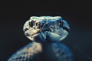 Poster - A close-up view of a blue snake's head, perfect for editorial or commercial use