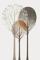 Poster - An abstract painting of some trees in the forest with neutral colors