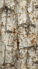 Canvas Print - Textured Bark of Birch Trees Background, 4K hyperrealistic photo