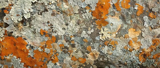 Wall Mural - Panoramic close-up, high detail scan of lichen texture, Generative AI 