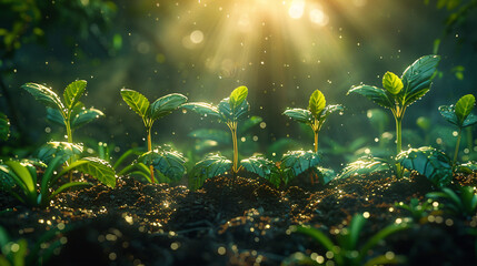 Wall Mural - In the vibrant display of natures renewal seedlings 