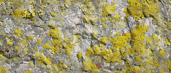 Wall Mural - Panoramic close-up, high detail scan of lichen texture, Generative AI 