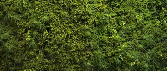Wall Mural - Panoramic close-up, high detail scan of moss texture, Generative AI