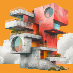 beautiful geometrical house concept with isolated background generated by AI