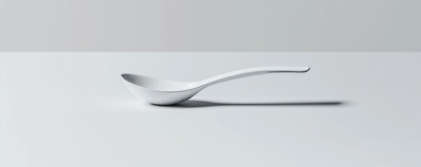 Wall Mural - Isolated white spoon on white background mockup, 4K hyperrealistic photo