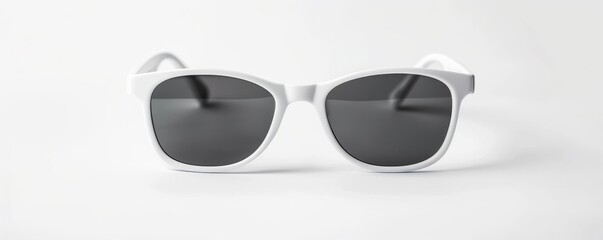 Wall Mural - Isolated white sunglasses on white background mockup, 4K hyperrealistic photo