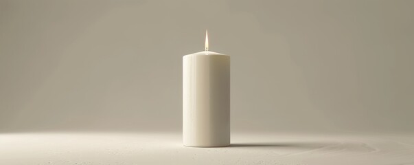 Wall Mural - Isolated white candle on white background mockup, 4K hyperrealistic photo