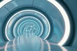 © chesleatsz - Futuristic blue tunnel with glowing neon lights, a perfect backdrop for science fiction or technology concepts.