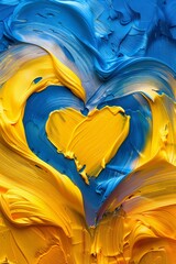 Sticker - Ukraine flag Heart, Support, background Generative Ai