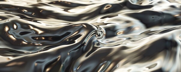 Sticker - Liquid metal with undulating surface, 4K hyperrealistic photo