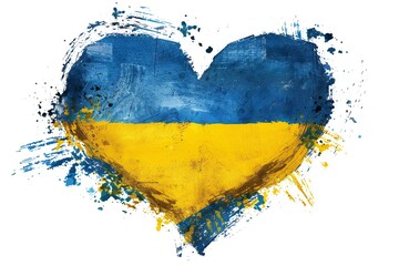 Sticker - Ukraine flag Heart, Support illustration, white background Generative Ai