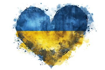 Sticker - Ukraine flag Heart, Support illustration, white background Generative Ai