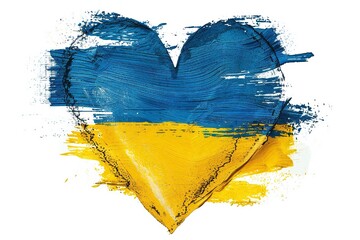 Sticker - Ukraine flag Heart, Support illustration, white background Generative Ai