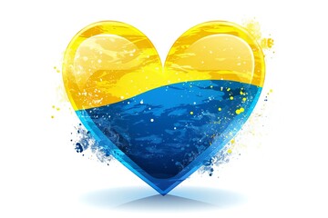 Sticker - Ukraine flag Heart, Support illustration, white background Generative Ai