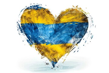 Sticker - Ukraine flag Heart, Support illustration, white background Generative Ai