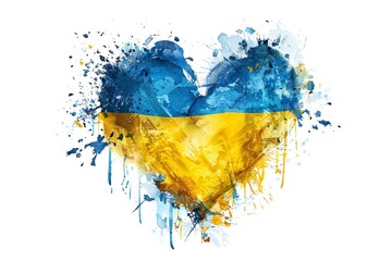 Sticker - Ukraine flag Heart, Support illustration, white background Generative Ai