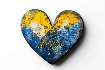 Ukraine flag Heart, Support illustration, white background Generative Ai