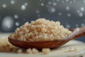 Sticker - A wooden spoon filled with sugar, placed on a clean white plate