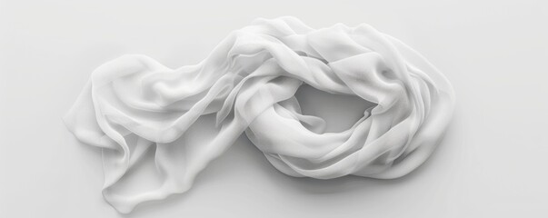 Wall Mural - Isolated white scarf on white background mockup, 4K hyperrealistic photo