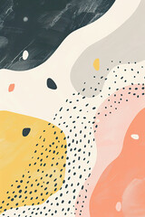 Sticker - An abstract painting of some rounded lines and shapes with spots