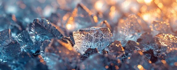 Wall Mural - Ice Crystal Texture Background, 4K hyperrealistic photo