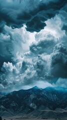 Poster - Storm Clouds Over Mountain Texture Background, 4K hyperrealistic photo