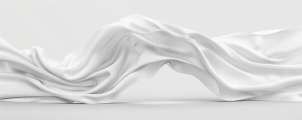 Wall Mural - Isolated white fabric scarf on white background mockup, 4K hyperrealistic photo