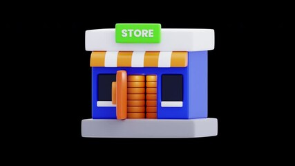 Poster - 3D Animation of Bitcoin stock in shop | Alpha Channel